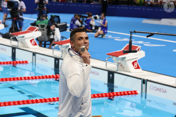 Florent Manaudou a décroché la médaille de bronze aux Jeux Olympiques de Paris 2024 dans l'épreuve du 50m nage libre le 2 août à la Paris La Défense Arena. (Credit Image: © Mickael Chavet/ZUMA Press Wire)