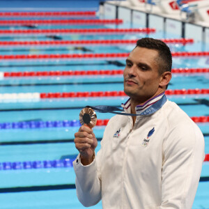 Florent Manaudou a décroché la médaille de bronze aux Jeux Olympiques de Paris 2024 dans l'épreuve du 50m nage libre le 2 août à la Paris La Défense Arena. (Credit Image: © Mickael Chavet/ZUMA Press Wire)