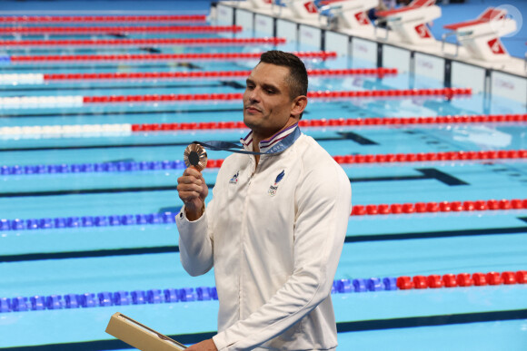 Florent Manaudou a décroché la médaille de bronze aux Jeux Olympiques de Paris 2024 dans l'épreuve du 50m nage libre le 2 août à la Paris La Défense Arena. (Credit Image: © Mickael Chavet/ZUMA Press Wire)