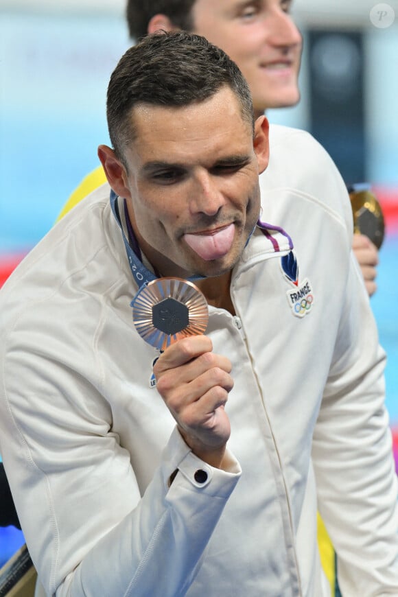 Florent Manaudou a décroché la médaille de bronze aux Jeux Olympiques de Paris 2024 dans l'épreuve du 50m nage libre le 2 août à la Paris La Défense Arena.. Photo by Laurent Zabulon/ABACAPRESS.COM