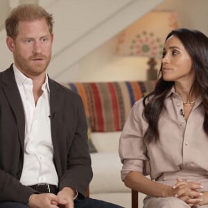 Le prince Harry, duc de Sussex et Meghan Markle, duchesse de Sussex, lors d'une interview pour l'émission CBS News Sunday Morning, diffusée le 4 août 2024.