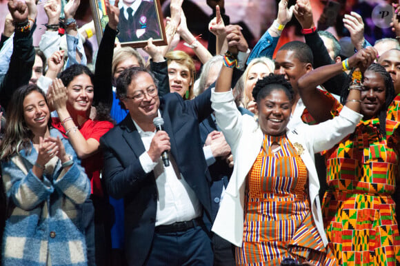 Colombie : Gustavo Petro, élu président de la Colombie, prononce un discours à Bogota avec sa vice présidente Francia Márquez le soir des résultats le 19 juin 2022. © Chepa Beltran/LongVisual via ZUMA Press Wire / Bestimage 