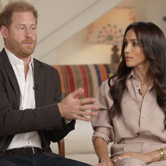 Le prince Harry, duc de Sussex et Meghan Markle, duchesse de Sussex, lors d'une interview pour l'émission CBS News Sunday Morning, diffusée le 4 août 2024. 