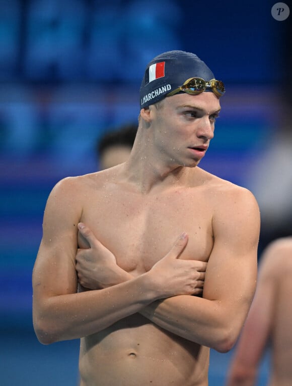 Léon Marchand à l'épreuve de natation du relais 4x100m 4 nages lors de la huitième journée des Jeux Olympiques de Paris 2024, le 3 août 2024. Eliot Blondet/ABACAPRESS.COM