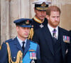 Les princes Harry et William sont en deuil.
Le prince William, prince de Galles et Le prince Harry, duc de Sussex - Funérailles d'Etat de la reine Elizabeth II d'Angleterre, à Londres, Royaume Uni.