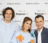 Paul de Saint Sernin, Léa Salamé et Laurent Luyat lors de la présentation des journalistes et chroniqueurs de France Télévisions pour les Jeux Olympiques 2024 au musée de l'Homme à Paris, le 11 juin 2024. © Pierre Perusseau / Bestimage