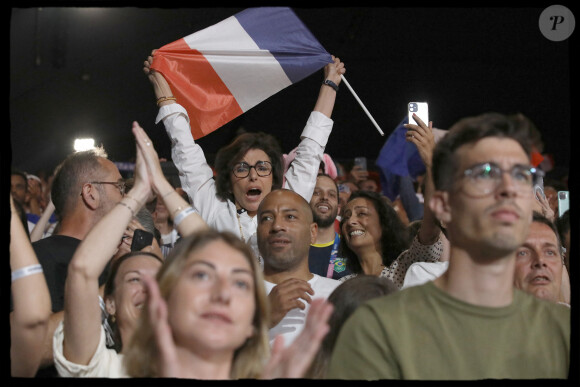 Rachida Dati encouragent les athlètes francais en tribunes, lors des Jeux Olympiques. Alain Guizard /ABACAPRESS.COM