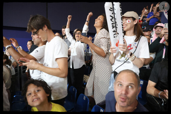 Rachida Dati encouragent les athlètes francais en tribunes, lors des Jeux Olympiques. Alain Guizard /ABACAPRESS.COM