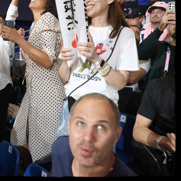 Rachida Dati encouragent les athlètes francais en tribunes, lors des Jeux Olympiques. Alain Guizard /ABACAPRESS.COM