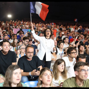 Rachida Dati encouragent les athlètes francais en tribunes, lors des Jeux Olympiques. Alain Guizard /ABACAPRESS.COM