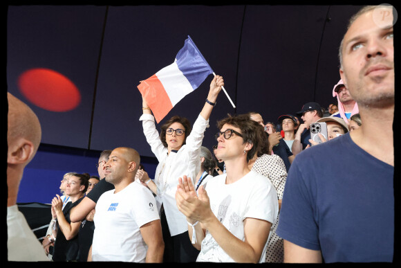 Rachida Dati encouragent les athlètes francais en tribunes, lors des Jeux Olympiques. Alain Guizard /ABACAPRESS.COM