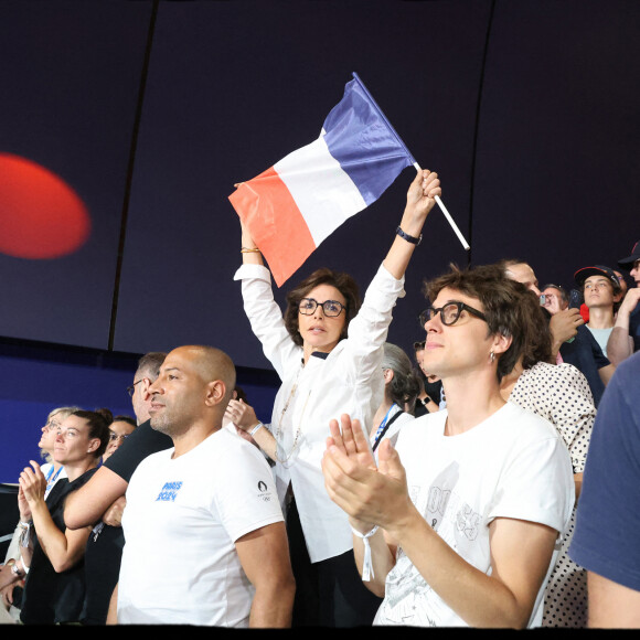 Rachida Dati encouragent les athlètes francais en tribunes, lors des Jeux Olympiques. Alain Guizard /ABACAPRESS.COM