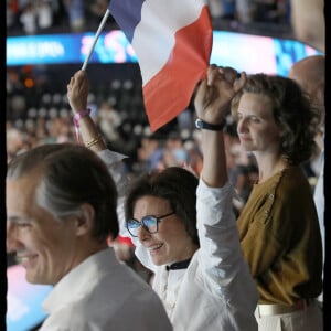 Rachida Dati encouragent les athlètes francais en tribunes, lors des Jeux Olympiques. Alain Guizard /ABACAPRESS.COM
