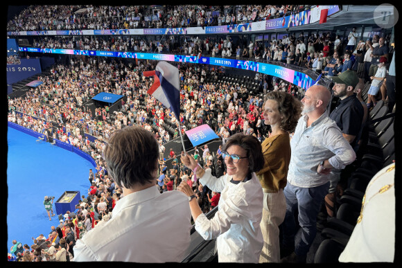 Rachida Dati encouragent les athlètes francais en tribunes, lors des Jeux Olympiques. Alain Guizard /ABACAPRESS.COM