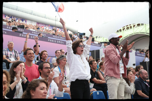 Rachida Dati encouragent les athlètes francais en tribunes, lors des Jeux Olympiques. Alain Guizard /ABACAPRESS.COM