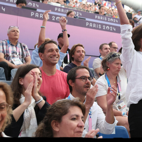 Rachida Dati encouragent les athlètes francais en tribunes, lors des Jeux Olympiques. Alain Guizard /ABACAPRESS.COM