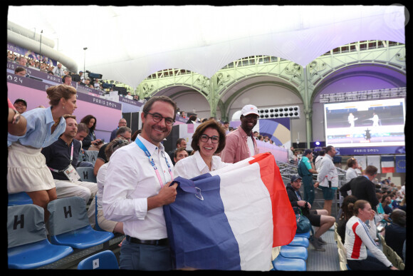 Rachida Dati encouragent les athlètes francais en tribunes, lors des Jeux Olympiques. Alain Guizard /ABACAPRESS.COM