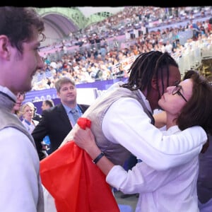 Rachida Dati encouragent les athlètes francais en tribunes, lors des Jeux Olympiques. Alain Guizard /ABACAPRESS.COM
