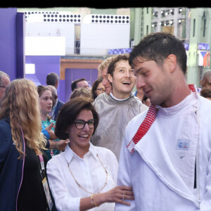 Rachida Dati encouragent les athlètes francais en tribunes, lors des Jeux Olympiques. Alain Guizard /ABACAPRESS.COM