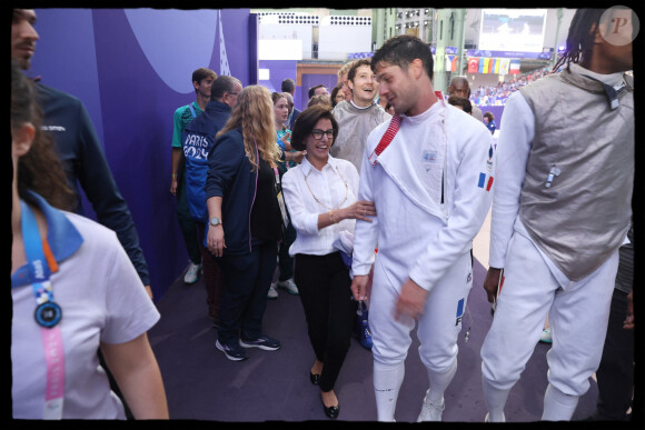 Rachida Dati encouragent les athlètes francais en tribunes, lors des Jeux Olympiques. Alain Guizard /ABACAPRESS.COM