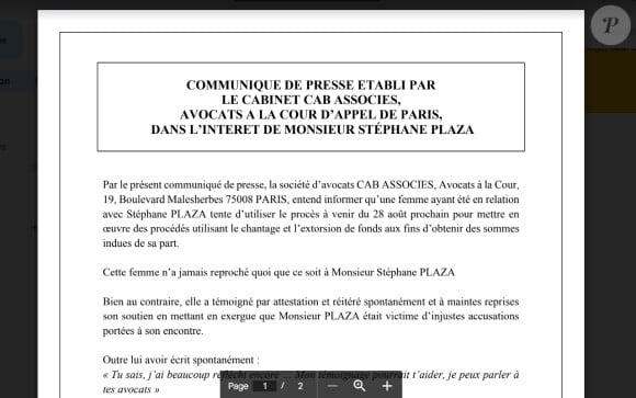 Communiqué de presse des avocats de Stéphane Plaza