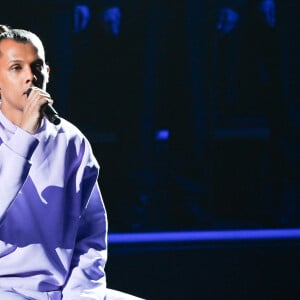 Le chanteur Stromae (Artiste masculin et Album "Multitude") lors de la 38ème cérémonie des Victoires de la musique à la Seine musicale de Boulogne-Billancourt, France, le 10 février 2023. © Coadic Guirec/Bestimage 