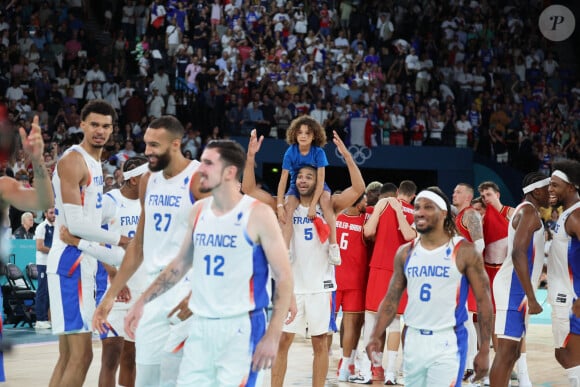 Victoire de l'équipe de France de basketball face à l'Allemagne (73-69) en demi-finale lors des Jeux Olympiques de Paris 2024 (JO) à l'Arena Bercy, le 8 août 2024. © Jacovides-Perusseau/Bestimage