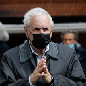 Patrice Laffont lors de la sortie des obsèques de Jean-Yves Bouvier en l'église Notre-Dame d'Auteuil, chapelle Sainte Bernadette à Paris le 19 mai 2021. 