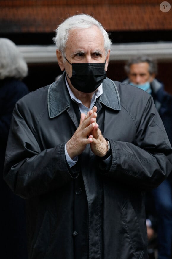 Patrice Laffont lors de la sortie des obsèques de Jean-Yves Bouvier en l'église Notre-Dame d'Auteuil, chapelle Sainte Bernadette à Paris le 19 mai 2021. 