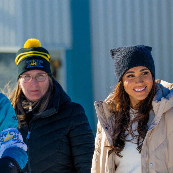 Le prince Harry, duc de Sussex et Meghan Markle, duchesse de Sussex, en visite au camp d'entrainement des athlètes des Invictus Games 2024 à Whistler en Colombie Britannique, le 14 février 2024