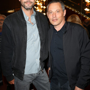 Semi-exclusif - Marc-Olivier Fogiel et son mari François Roelants - Dave célèbre son 80ème anniversaire sur la scène de Grand Rex à Paris le 21 mai 2024.  © Coadic Guirec/Bestimage