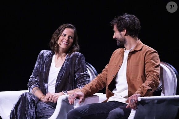 Exclusif - Laure Manaudou et son mari Jérémy Frérot - Enregistrement de l'émission "La Chanson secrète 11" à Paris, diffusée le 24 juin sur TF1. Le 18 janvier 2022 Après le succès des précédentes éditions, " LA CHANSON SECRETE ", présentée par N.Aliagas et produite par DMLS TV, revient sur TF1. 8 artistes ne savent rien de ce qui va se passer pour eux ! Ils ont accepté de jouer le jeu, de se laisser totalement surprendre, émouvoir, parfois même déstabiliser car ils vont découvrir en même temps que les téléspectateurs une surprise : une chanson qui leur est chère revisitée et réinterprétée par un artiste. Des mises en scène spectaculaires au service de l'émotion... Et des émotions fortes pour l'artiste assis dans le fauteuil grâce à la venue sur le plateau de proches et d'invités inattendus. Les téléspectateurs seront aux premières loges pour vivre ces moments d'intimité musicale rare. Dans ce nouveau numéro, un couple rare en télévision, un chef étoilé, un invité piégé venu pour répéter une surprise à un autre guest sans s'attendre à être lui-même invité dans le fauteuil, des participants exceptionnels tels que le frère d'un guest pour la première fois en France... © Cyril Moreau / Bestimage 