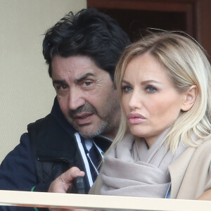 Adriana Karembeu et Aram Ohanian, dans les tribunes, ont assiste au demi-finale du tournoi de tennis Monte Carlo Rolex Masters. Le 20 avril 2013 