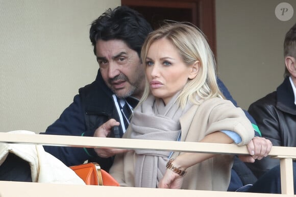 Adriana Karembeu et Aram Ohanian, dans les tribunes, ont assiste au demi-finale du tournoi de tennis Monte Carlo Rolex Masters. Le 20 avril 2013 