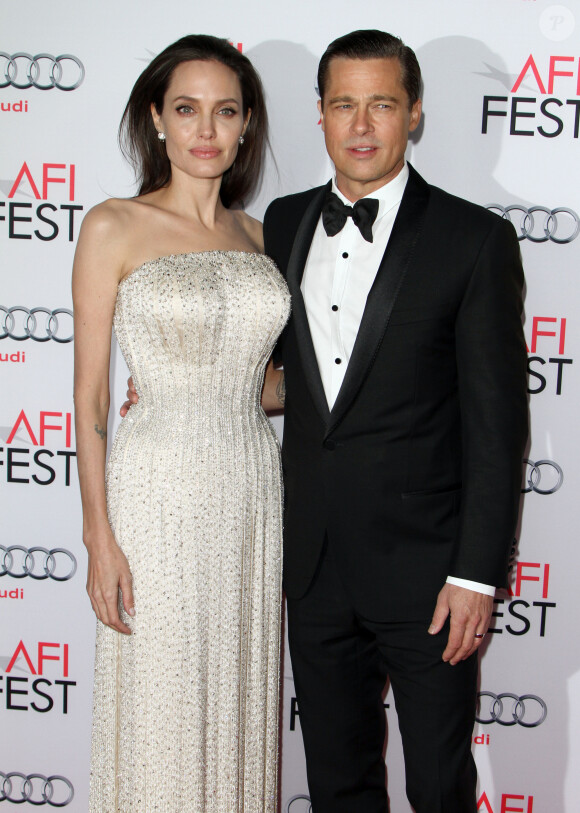 Brad Pitt et son ex-femme Angelina Jolie - Avant-première du film "By the Sea" lors du gala d'ouverture de l'AFI Fest à Hollywood, le 5 novembre 2015. 