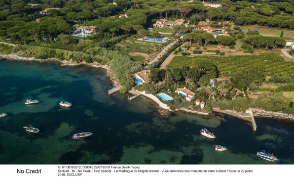Exclusif - La Madrague de Brigitte Bardot - Vues aériennes des maisons de stars à Saint-Tropez le 29 juillet 2018.