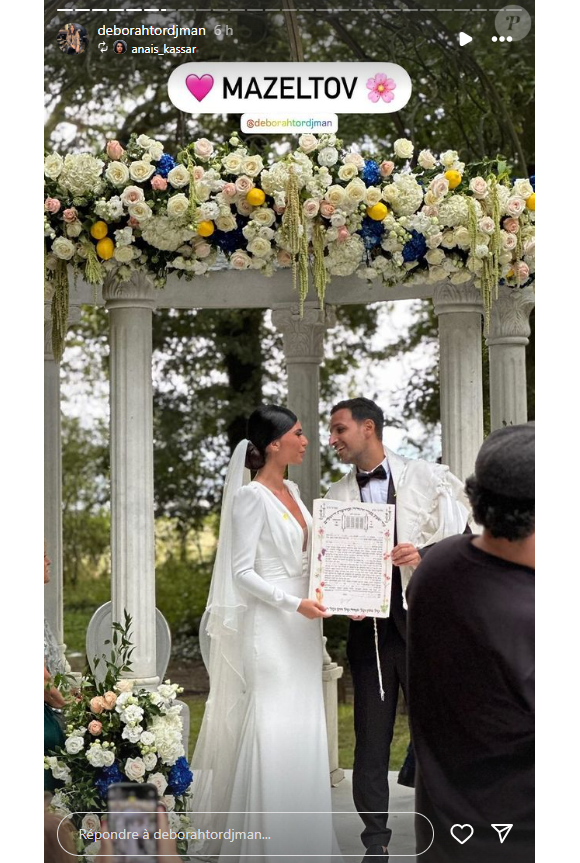 Le couple s'est uni dans un décor de rêve dans un château près de Paris.
Mariage de Déborah Tordjman, chroniqueuse de "Touche pas à mon poste" sur C8.