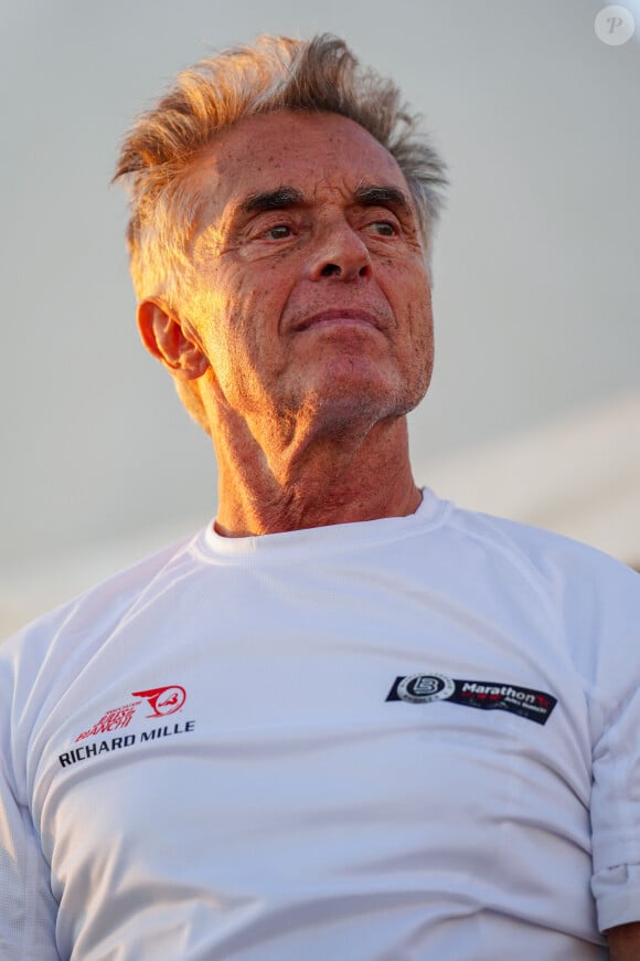 Exclusif - Gérard Holtz lors du marathon Karting Jules Bianchi (jour 1) au circuit Paul Ricard au Castellet, France, le 6 septembre 2024. © Anne-Sophie Guebey via Bestimage