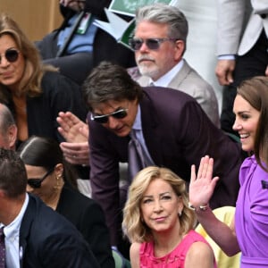 Catherine (Kate) Middleton avec la princesse Charlotte et Pippa Middleton dans les tribunes de la finale du tournoi de Wimbledon 2024, le 14 juillet 2024. 