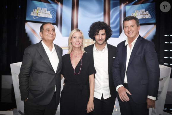 Laurent Fontaine, Rebecca Hampton, Sam (Quentin Cardiem), Pascal Bataille - Enregistrement de l'émission "Y'a que la vérité qui compte", présentée par L.Fontaine et P.Bataille, et diffusée sur C8 à partir du 12 octobre © Jack Tribeca / Bestimage 