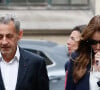 L'ancien président Nicolas Sarkozy et sa femme Carla Bruni vont voter pour le second tour des élections législatives au lycée La Fontaine à Paris le 7 juillet 2024. © Christophe Clovis / Bestimage 