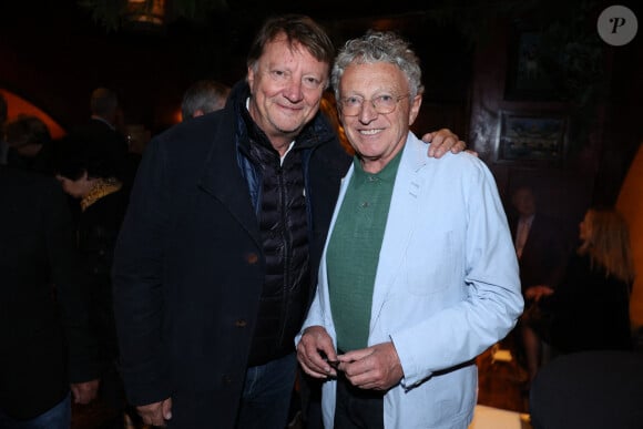 Lionel Chamoulaud et Nelson Monfort assistent au lancement du livre Nelson Monfort " Un ete sport avec Nelson Monfort " organisé par Five Eyes Production au Buddha Bar à Paris, à Paris, France, le 06 mai 2024. Photo par Jerome Dominé/ABACAPRESS.COM