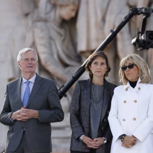 Michel Barnier, Amelie Oudea Castera et Brigitte Macron - La "Parade des Champions" des Jeux Olympiques et Paralympiques de Paris2024, sur les Champs-Elysées. Paris, le 14 septembre 2024. © Romauld Meigneux/Pool/Bestimage 