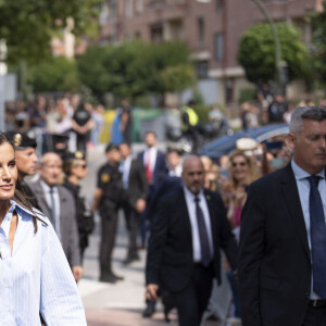 La reine Letizia d'Espagne assiste à l'ouverture du cours de Formation Professionnelle 2024/2025, à l'IES Doctor José Zapatero Domínguez à Castro-Urdiales, le 18 spetembre 2024. © Juanma Serrano / Europa Press / Bestimage 