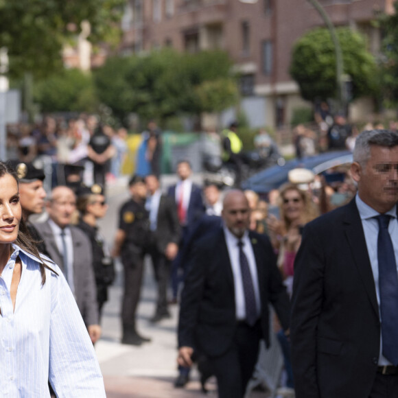 La reine Letizia d'Espagne assiste à l'ouverture du cours de Formation Professionnelle 2024/2025, à l'IES Doctor José Zapatero Domínguez à Castro-Urdiales, le 18 spetembre 2024. © Juanma Serrano / Europa Press / Bestimage 