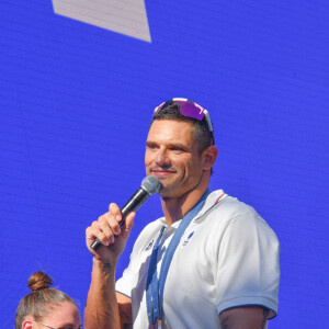 Florent Manaudou - L'équipe de France de natation acclamée au club France lors des Jeux Olympiques de Paris2024 (JO) le 5 aout 2024.