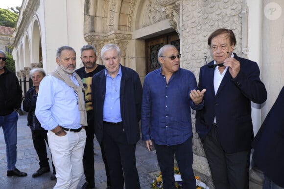 Luis Fernandez, Louis Acariès, Daniel Lauclair - Obsèques du journaliste sportif, Didier Roustan, décédé le 11 septembre à l'âge de 66 ans en l'église Notre-Dame-des-Pins, à Cannes le 20 septembre 2024. © Franz Chavaroche/Bestimage