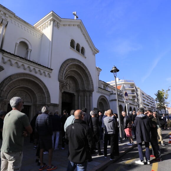 Obsèques du journaliste sportif, Didier Roustan, décédé le 11 septembre à l'âge de 66 ans en l'église Notre-Dame-des-Pins, à Cannes le 20 septembre 2024. © Franz Chavaroche/Bestimage