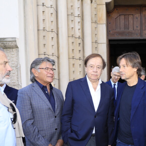 guest, Daniel Lauclair, Daniel Bravo, Basile Boli - Sorties des obsèques du journaliste sportif, Didier Roustan, décédé le 11 septembre à l'âge de 66 ans en l'église Notre-Dame-des-Pins, à Cannes le 20 septembre 2024. © Franz Chavaroche/Bestimage