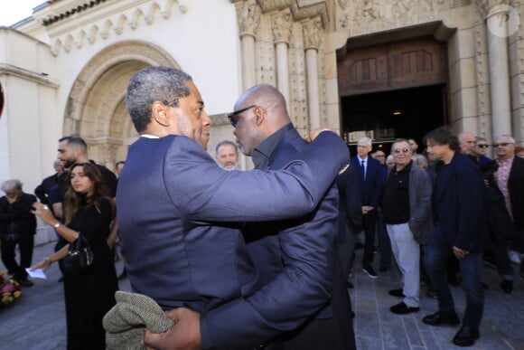 Basile Boli - Sorties des obsèques du journaliste sportif, Didier Roustan, décédé le 11 septembre à l'âge de 66 ans en l'église Notre-Dame-des-Pins, à Cannes le 20 septembre 2024. © Franz Chavaroche/Bestimage